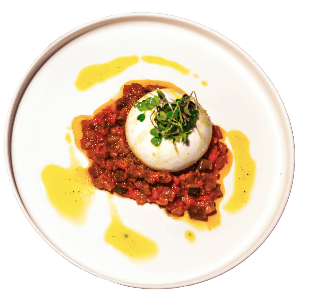 Burrata con caponata